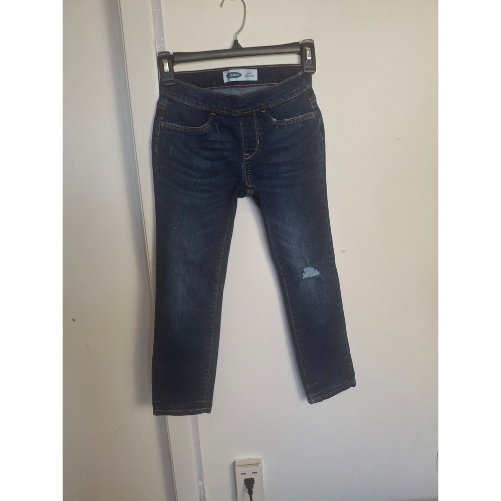 OldNavy Kids Skinny Built-In Tough Pull On Jeans Twilight Blue Size M8Distressed